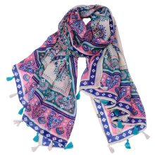 Factory suply foreign trade printed voile scarf shawl wholesale cheap vintage scarf thailand